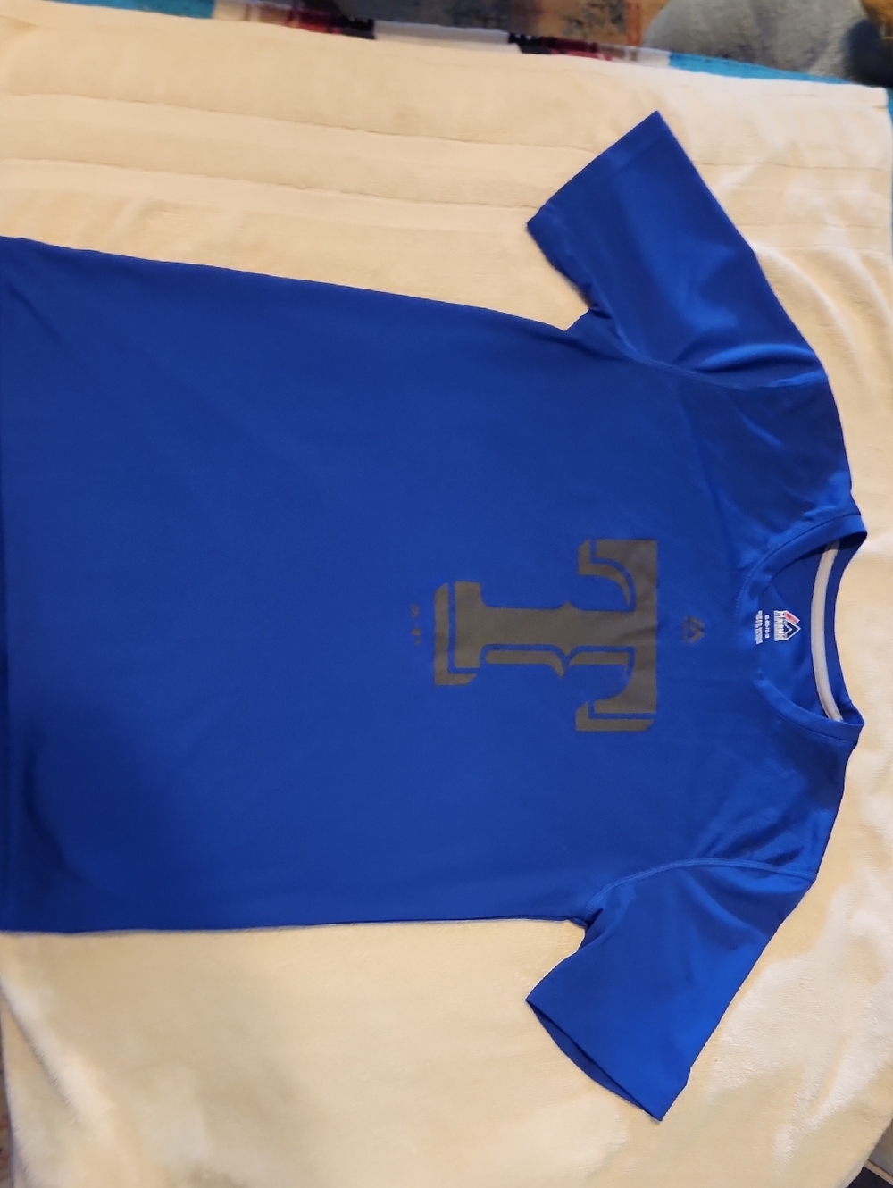 Majestic Blue Tee with Red & Black Logo